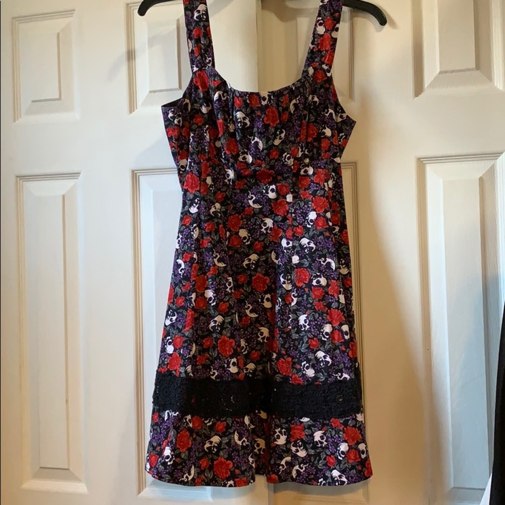 hot topic halloween skull roses dress L